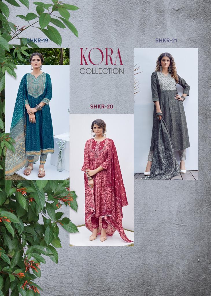 Shichi Kora Exclusive Festive Wear Heavy Muslin Kurti With Pant And Dupatta Readymade Collection